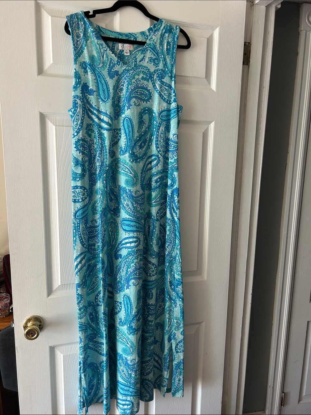D&Co. Aqua Teal Paisley Maxi Dress